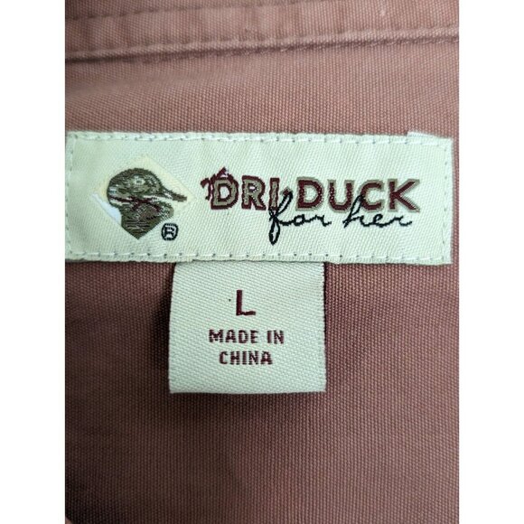 Dri Duck for Her Long Sleeve Shirt Size L Cotton Button Up Top Roll Tab - Picture 7 of 8